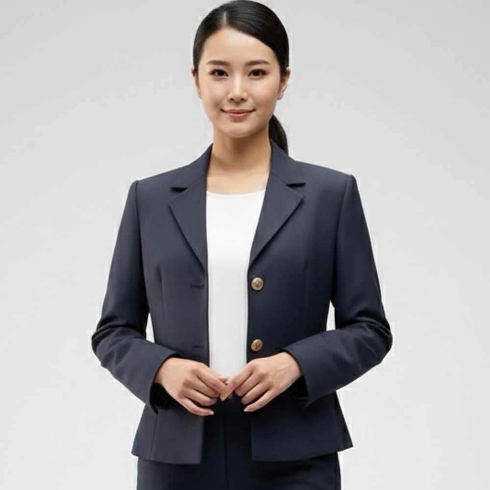 Vintage Orvis Women's Navy Wool Blend Blazer Jacket 4Petite 3-Button USA